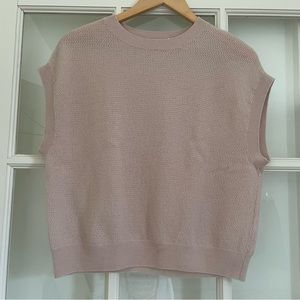 Vince wool cashmere light pink layered perforated jumper short sleeve sweater XS
